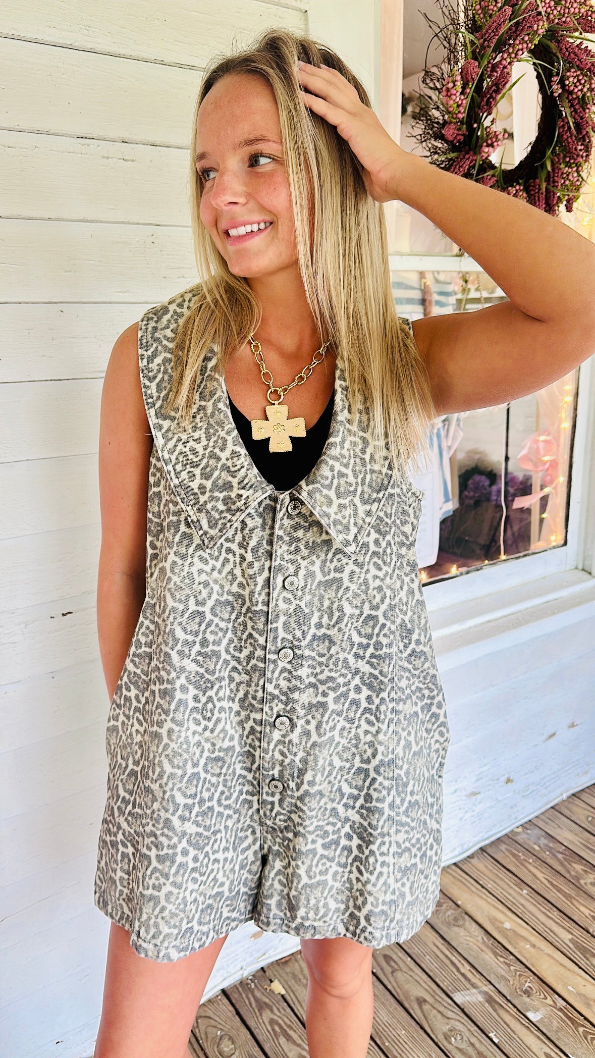 Oversized Leopard Print Romper
