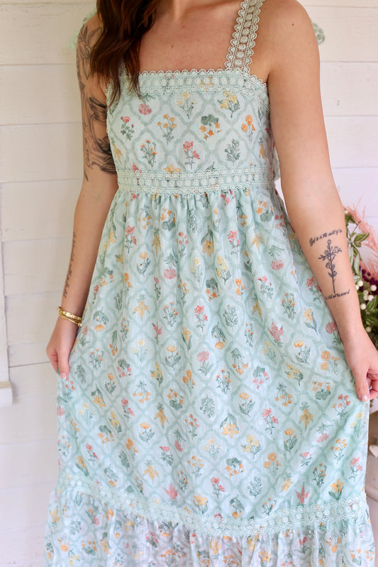 Mint Bouquet Midi Dress