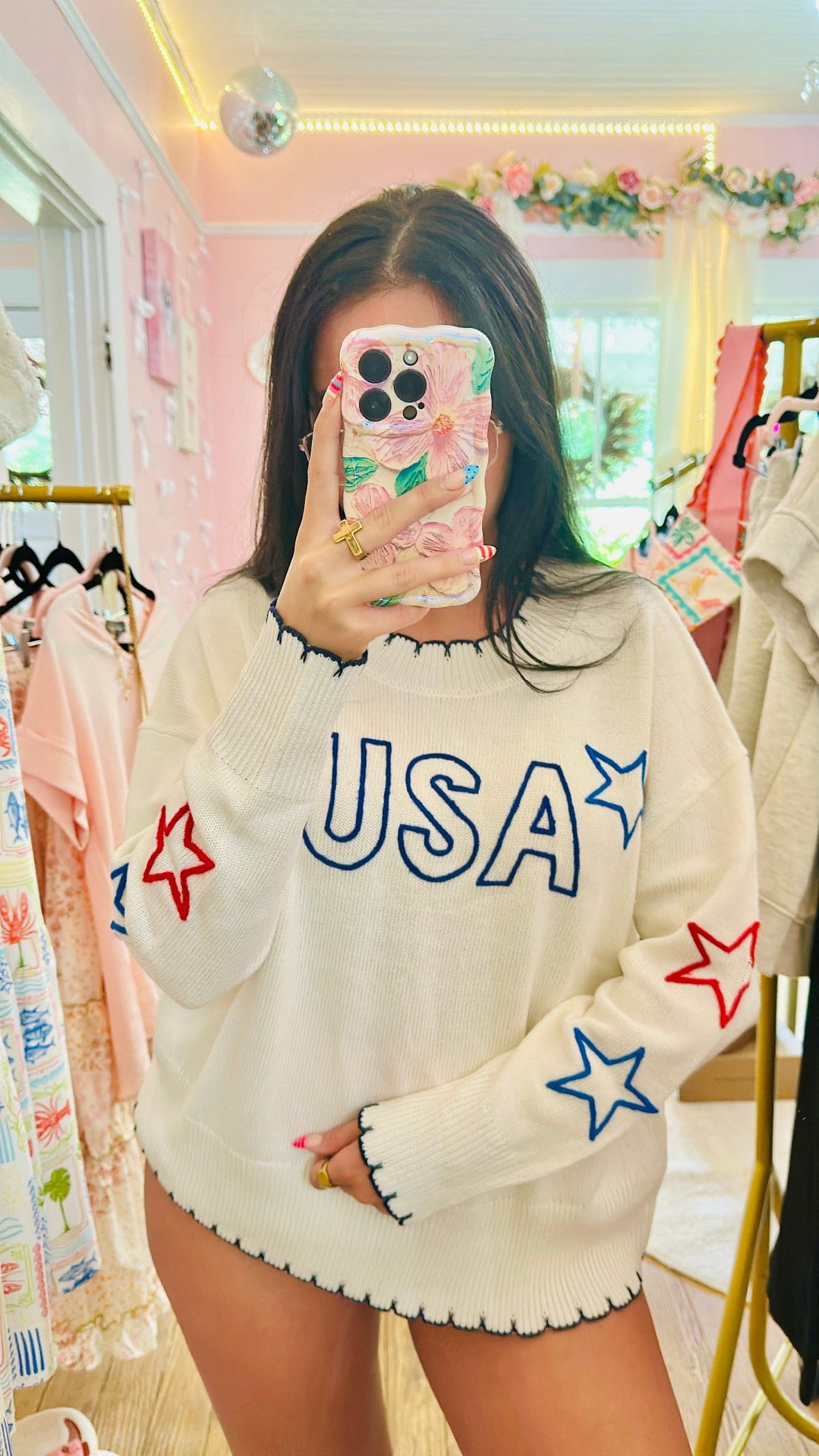 Simply Southern Knit USA Star Sweater
