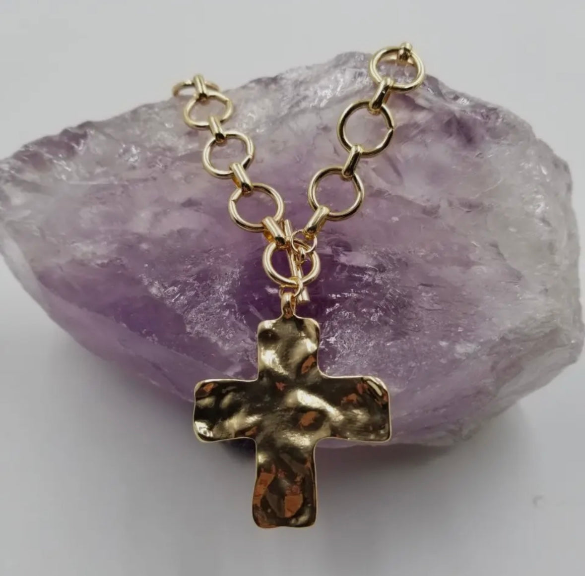 Hammered Cross Necklace