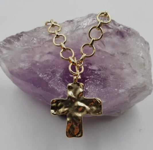 Hammered Cross Necklace