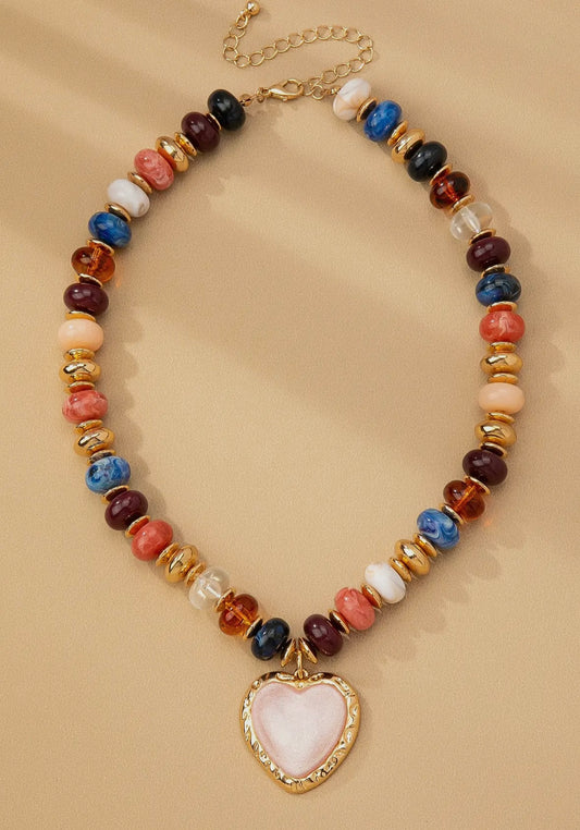 Multi Bead Heart Necklace