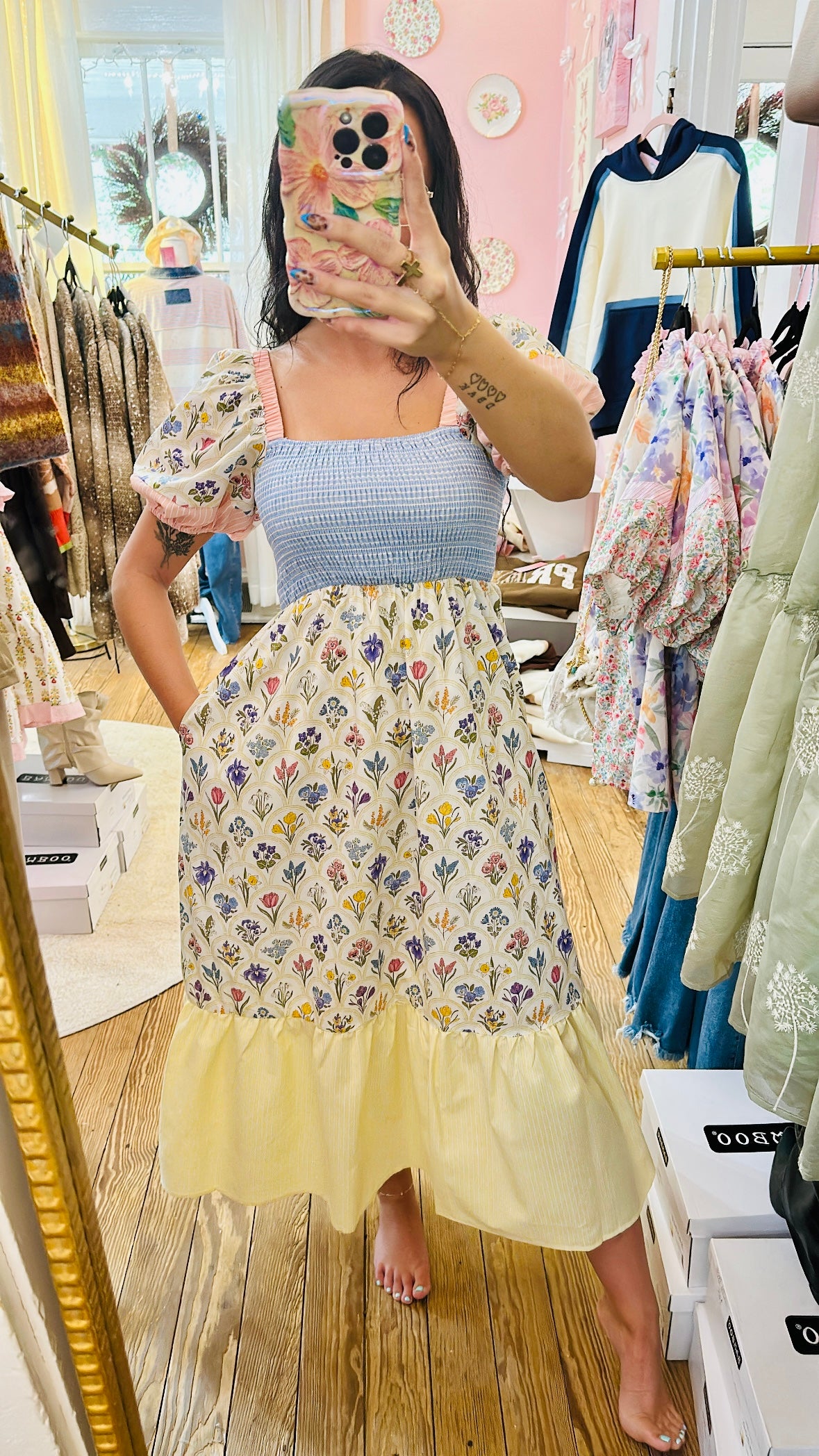 Pastel Petal Princess Midi Dress
