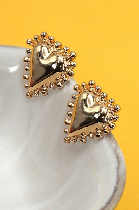 Spike Edge Heart Earrings
