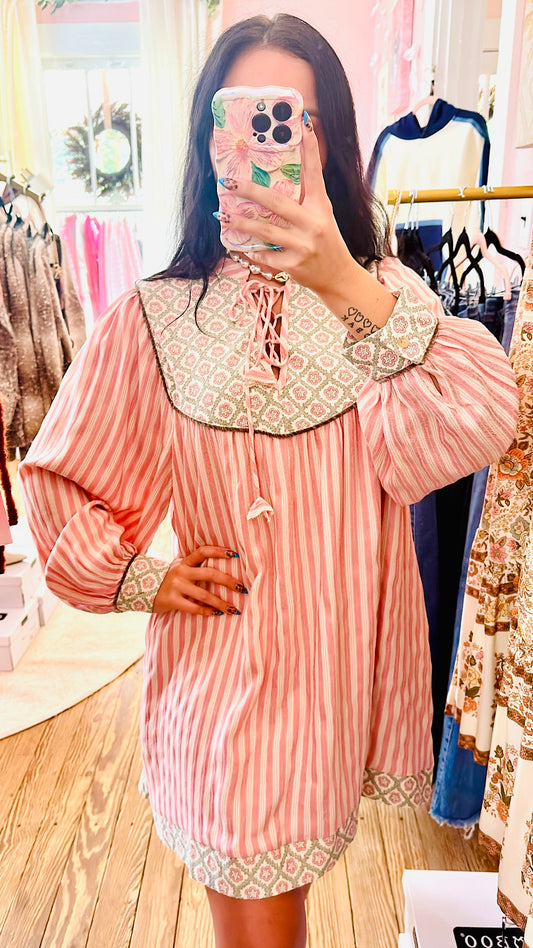 Rose Pink Stripe Mini Dress