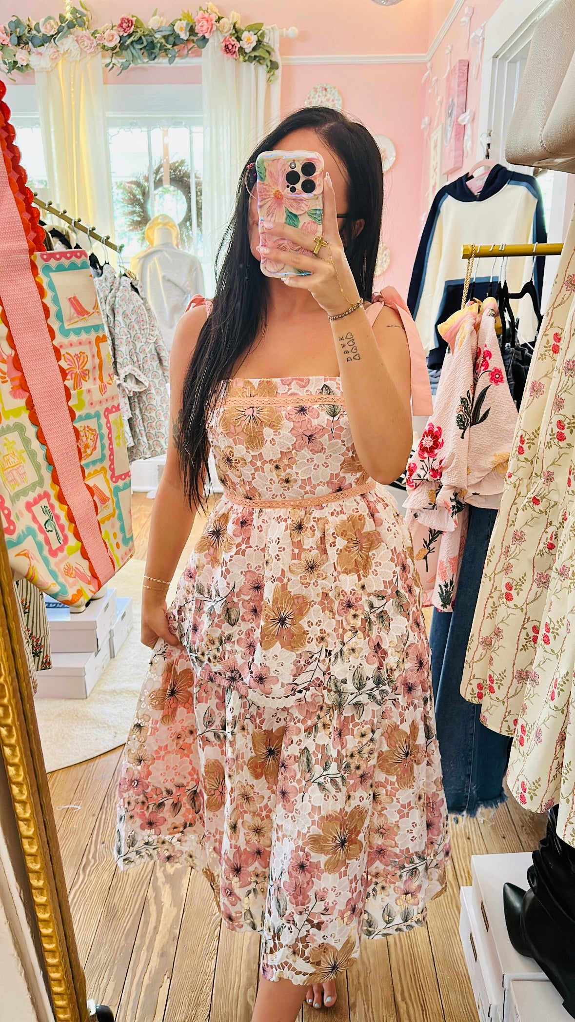 Crochet Lace Floral Maxi Dress