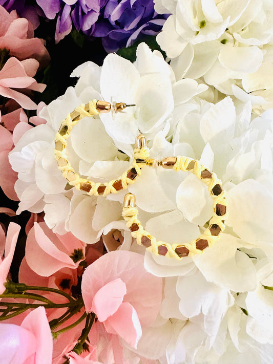 Yellow Braided Hoop Earrings