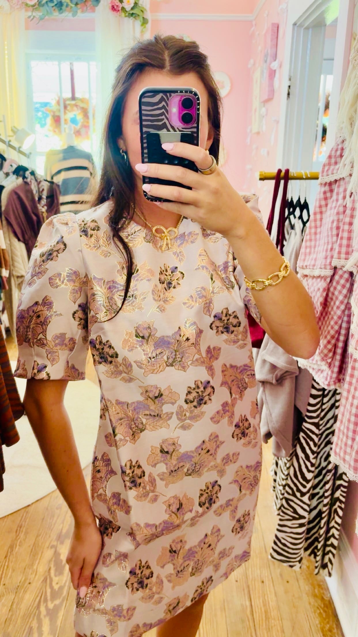 Mary Square Multi Brocade Mini Dress
