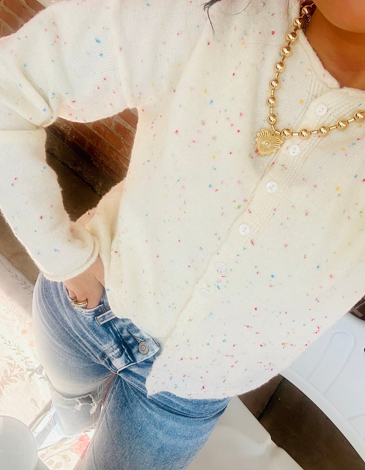 Speckled Button Down Cardigan