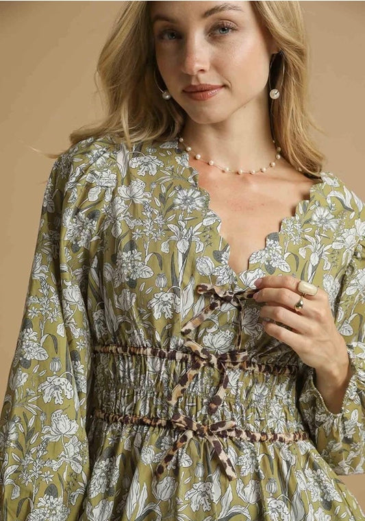 Multi Print Green Top
