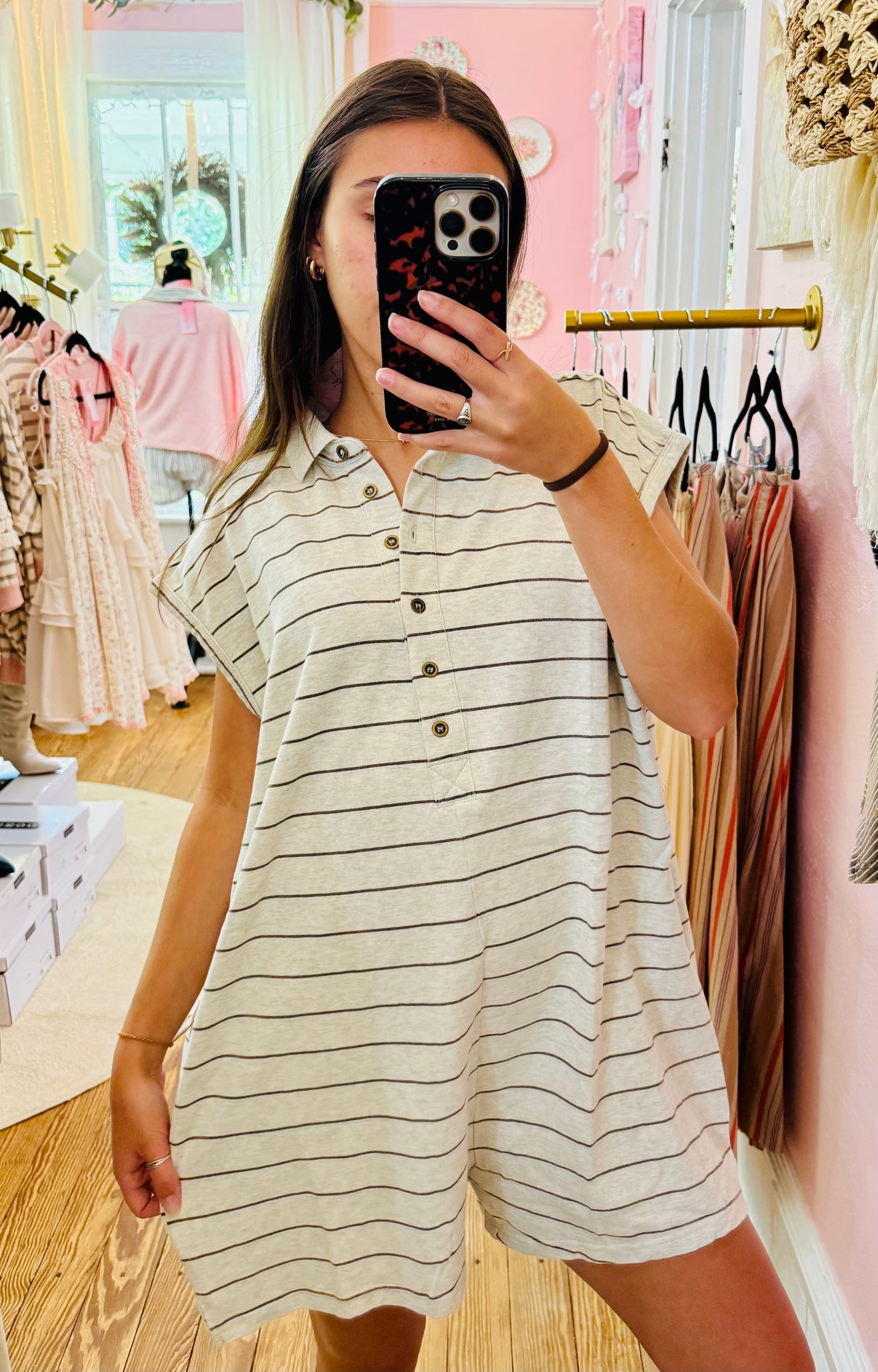 Sleeveless Polo Stripe Romper