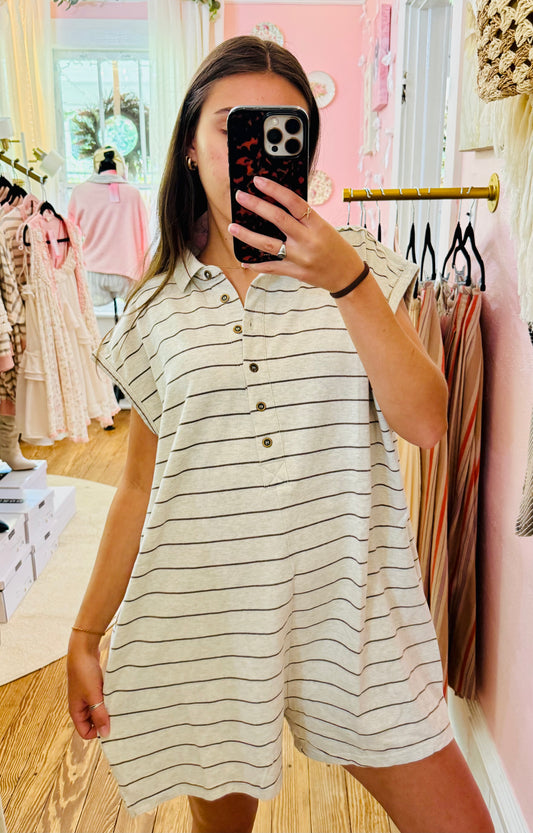Sleeveless Polo Stripe Romper
