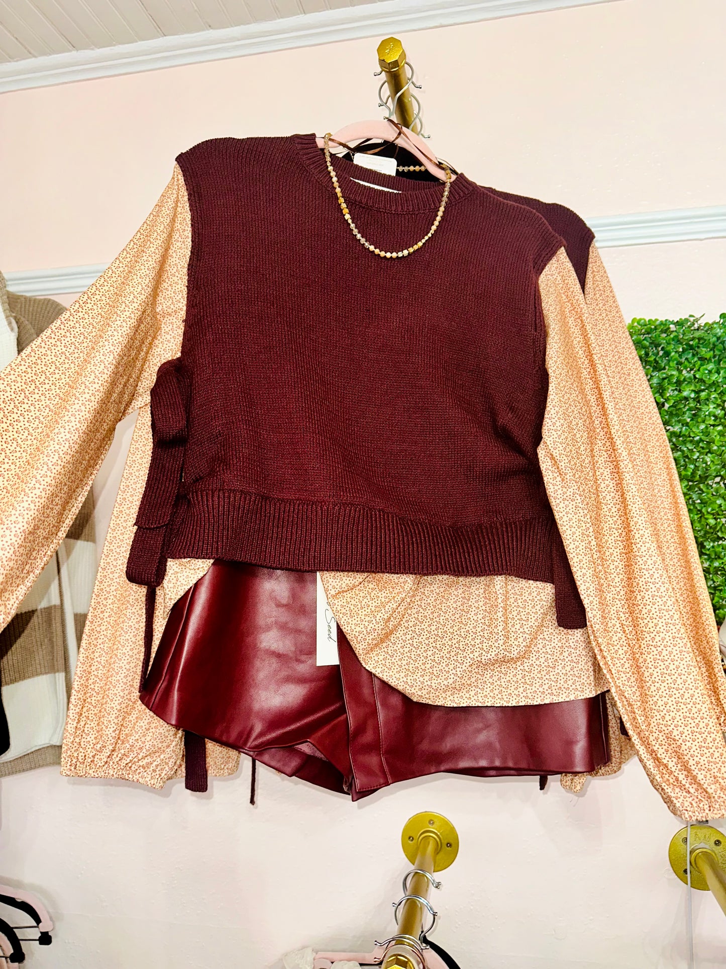 Button Wrap Leather Skort