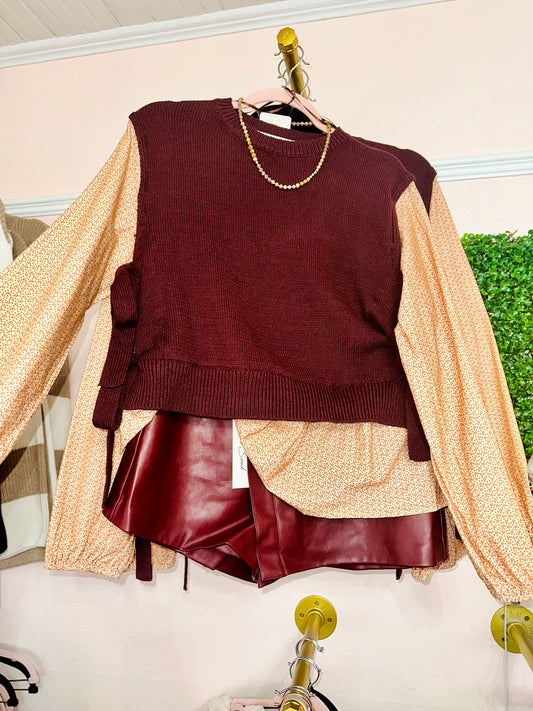 Button Wrap Leather Skort