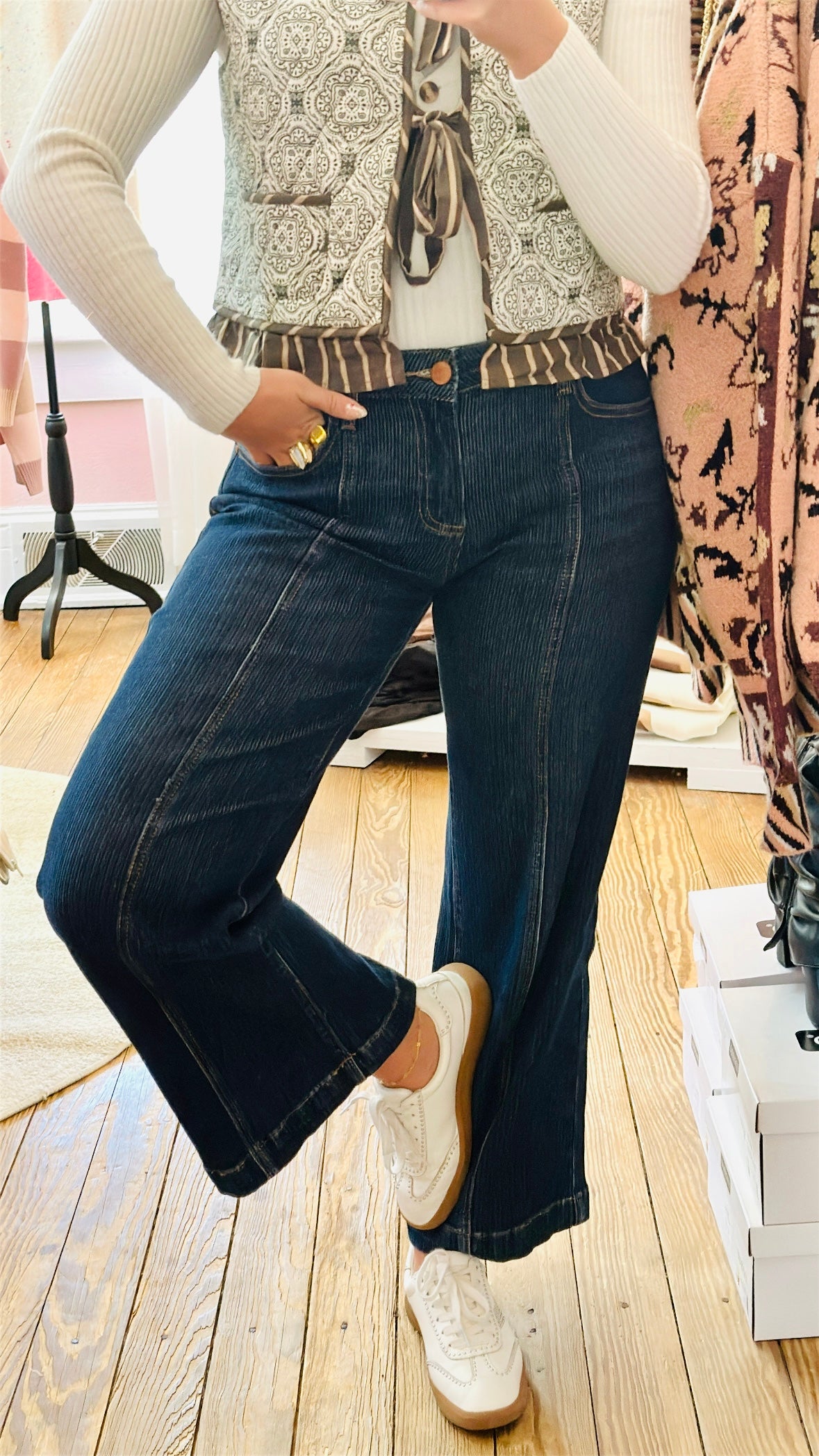 Risen Dark Denim Detailed Jeans