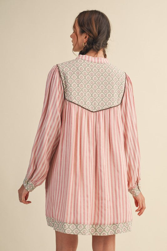 Rose Pink Stripe Mini Dress