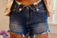Rolled Down Dark Denim Shorts