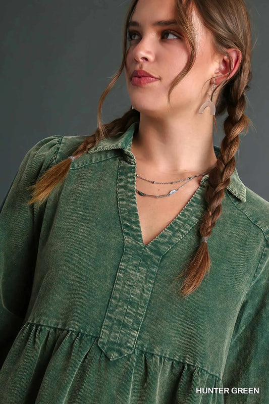 Mineral Wash Corduroy Dress