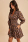 Mocha Mousse Floral Zipper Dress