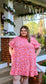 PLUS-Coral Pink Button Down Dress