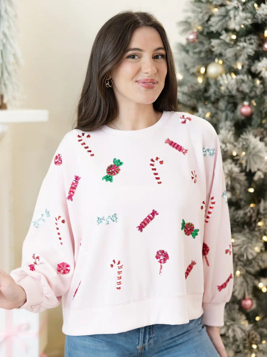 PLUS-Mary Square Candy Sweater