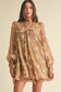 Embroidered Long Sleeve Babydoll Mini Dress