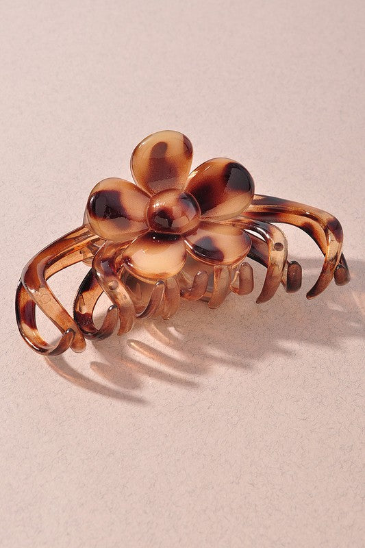 Tortoise Shell Flower Claw Clip