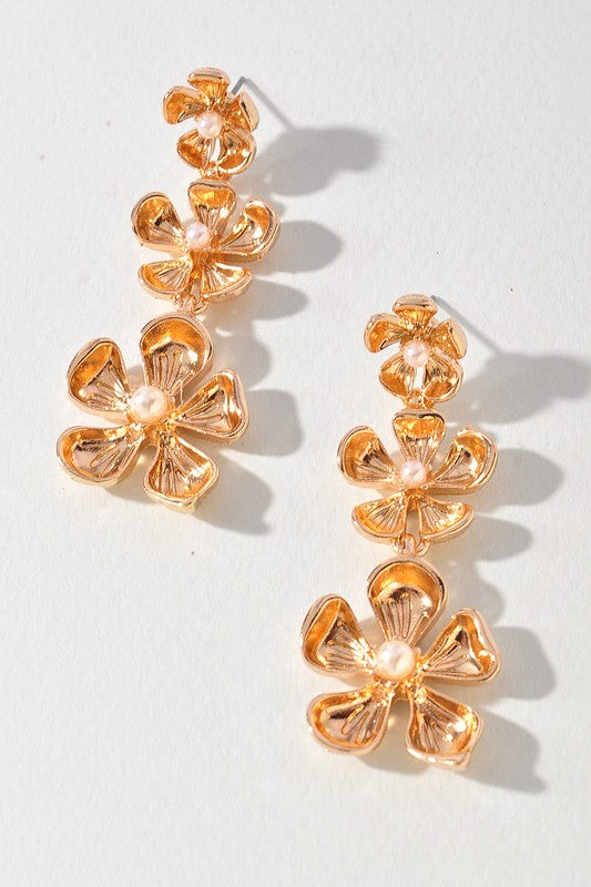 Gold Falling Flower Earrings