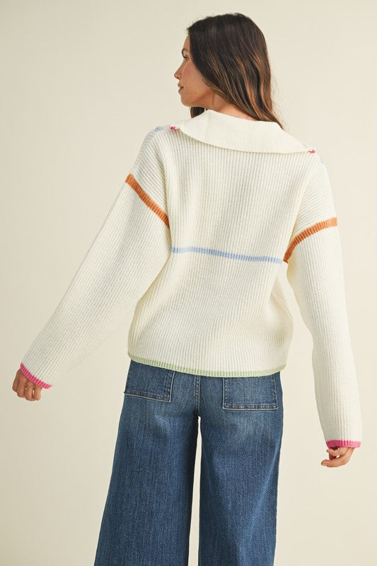 Multi Color Half-Zip Sweater