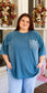 PLUS-Crochet Pocket Mineral Washed Top