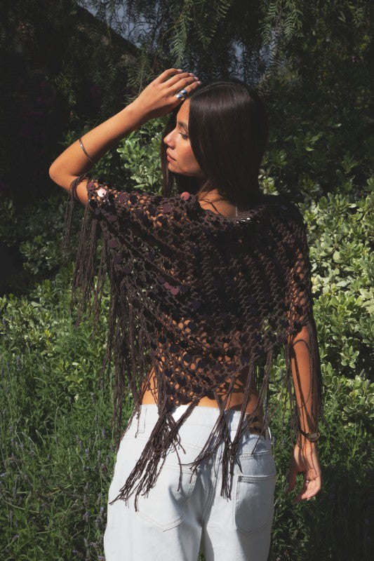 Sequin Fringe Poncho