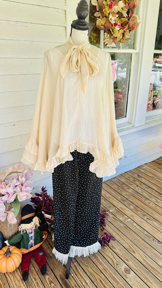 Lace Ruffled Hem Pants