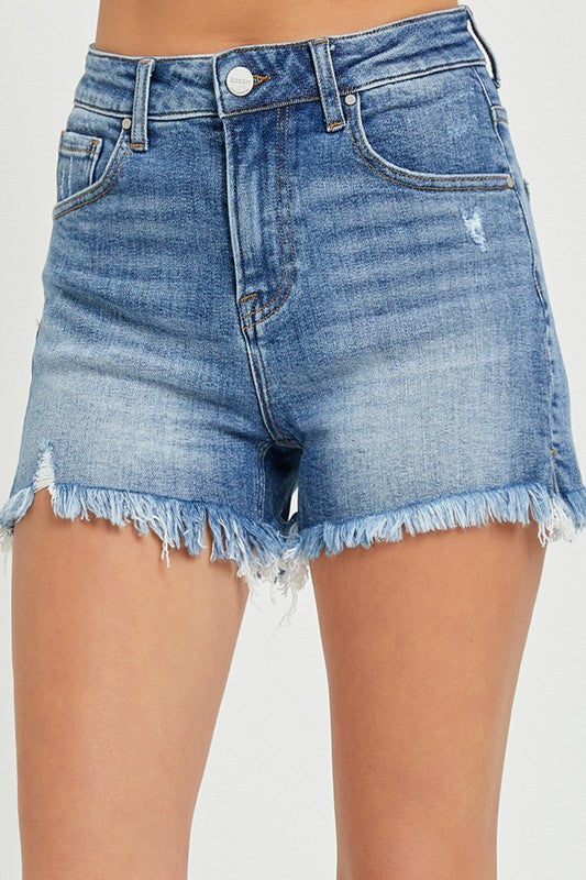 Shredded Side Slit Shorts