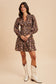 Mocha Mousse Floral Zipper Dress