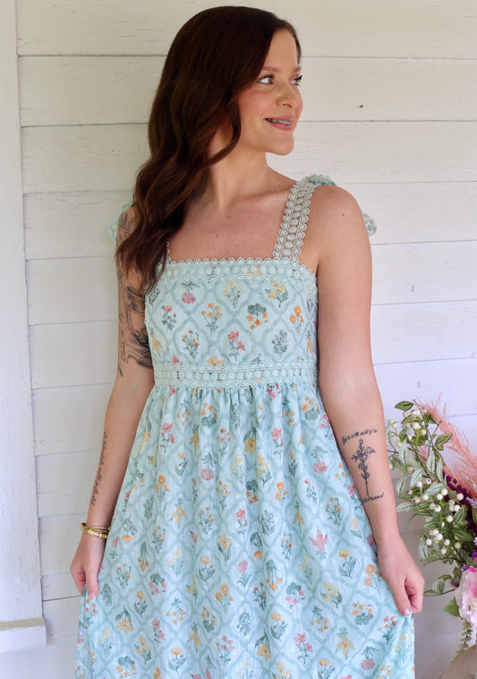 Mint Bouquet Midi Dress