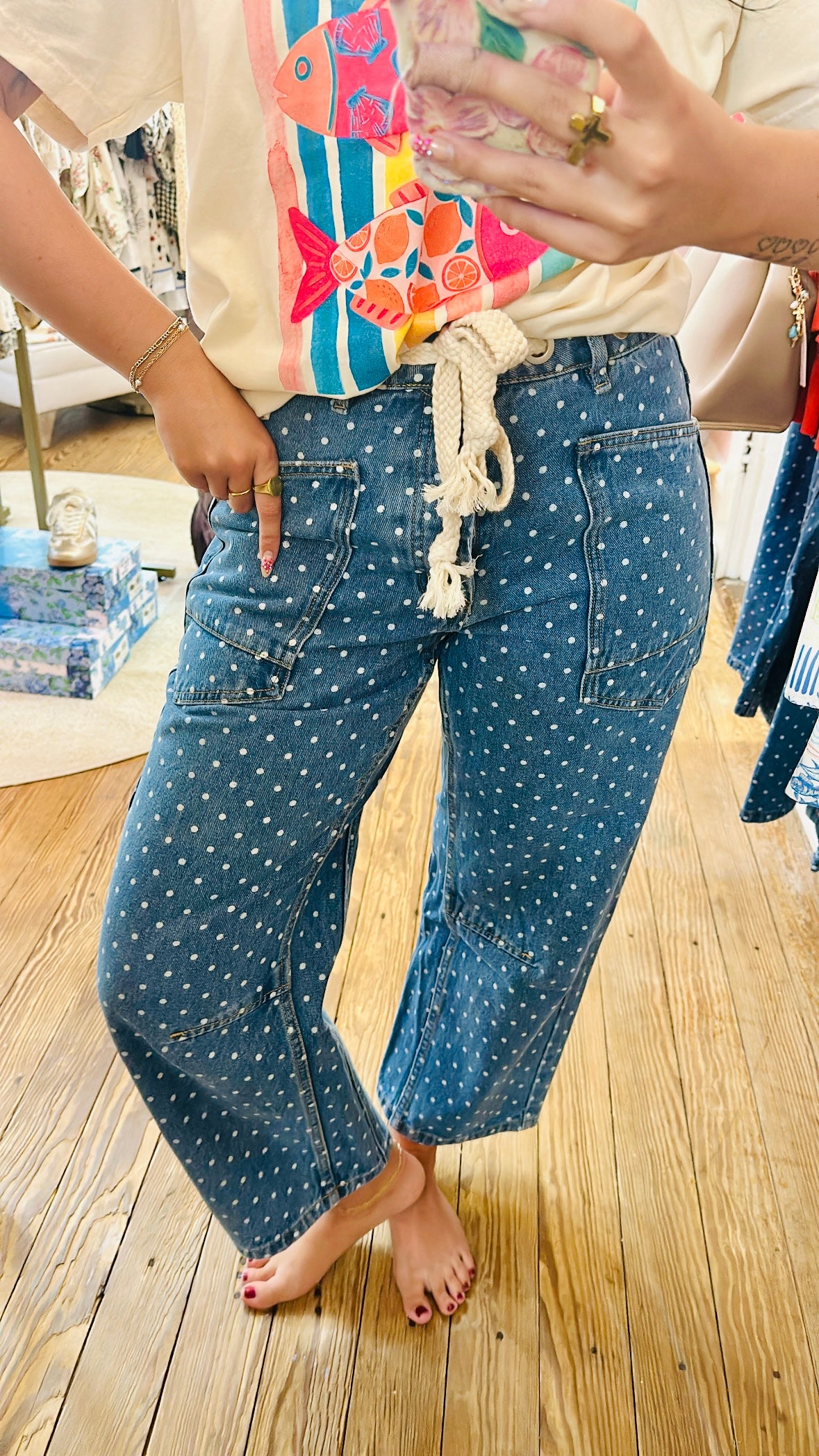 Dot Wash Denim Pants