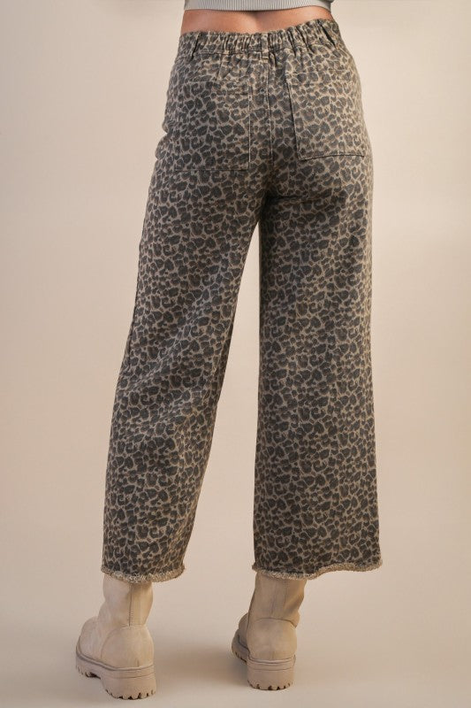Leopard Printed Marine Straight Pants