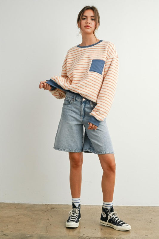 Thin Stripe Oversized Sweater
