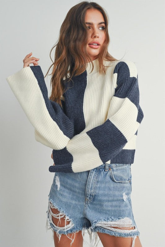 Color Block Mock Sweater