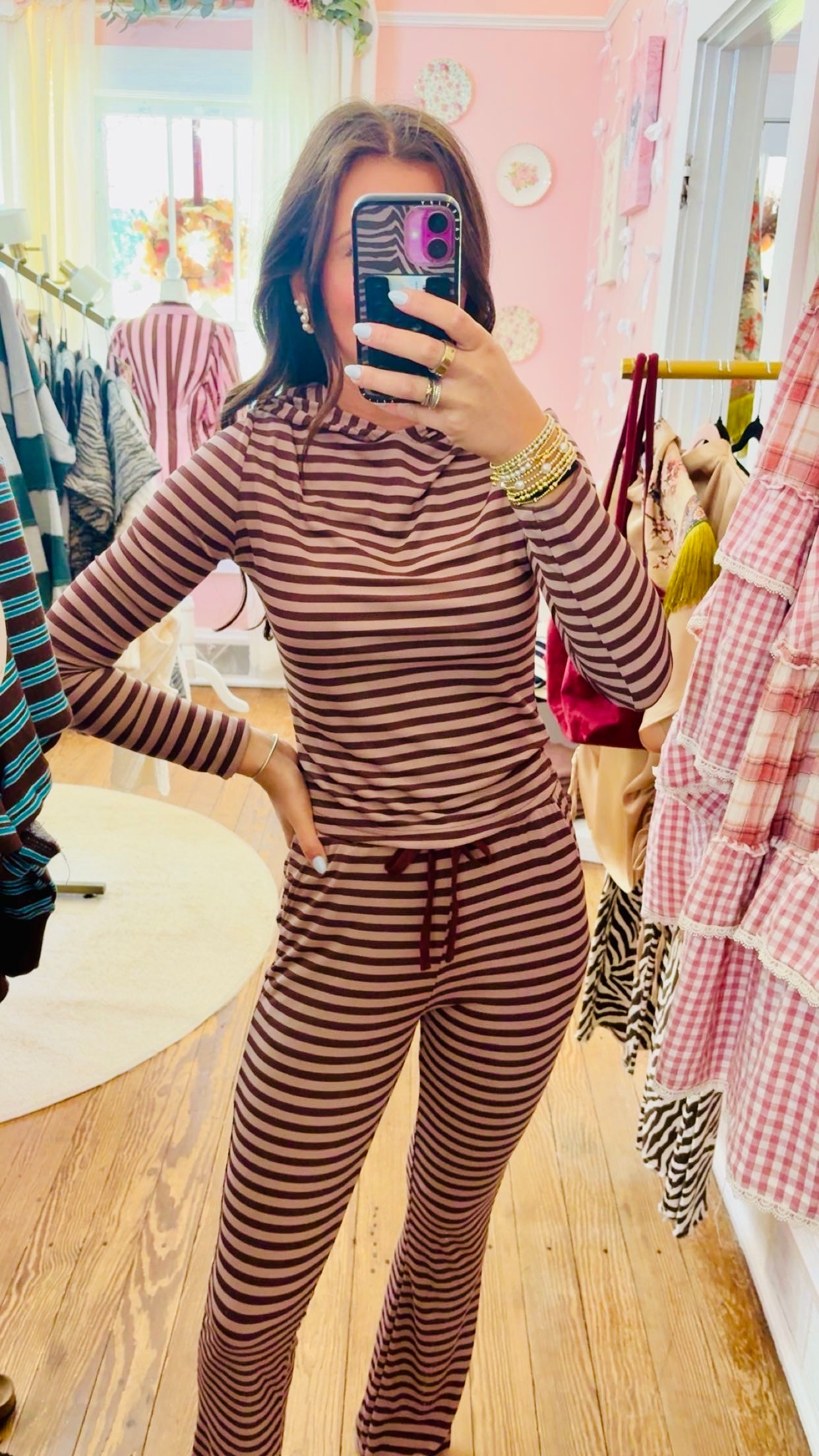 Ribbed Knit Stripe Pants