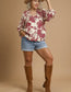 PLUS-Cherry Blossom Printed Blouse