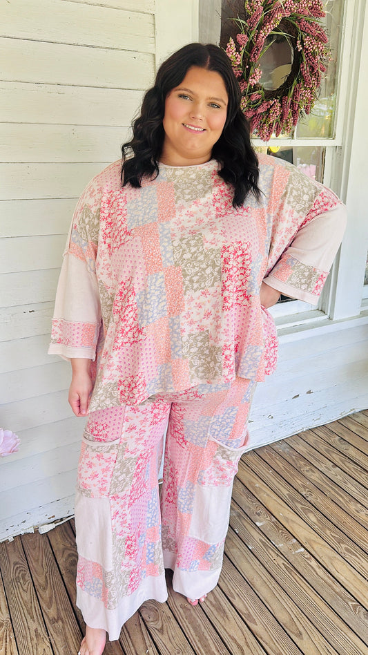 Pink Polly Patchwork Print Pants