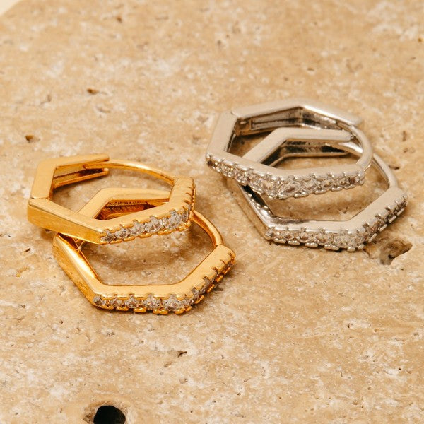 Hexagon Hoop Earrings