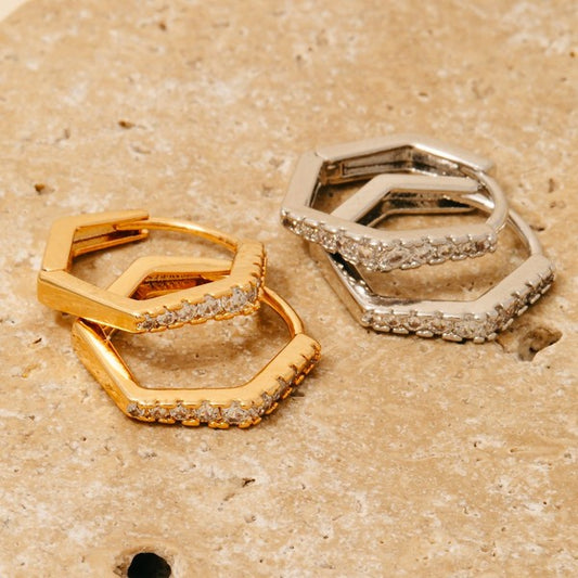 Hexagon Hoop Earrings