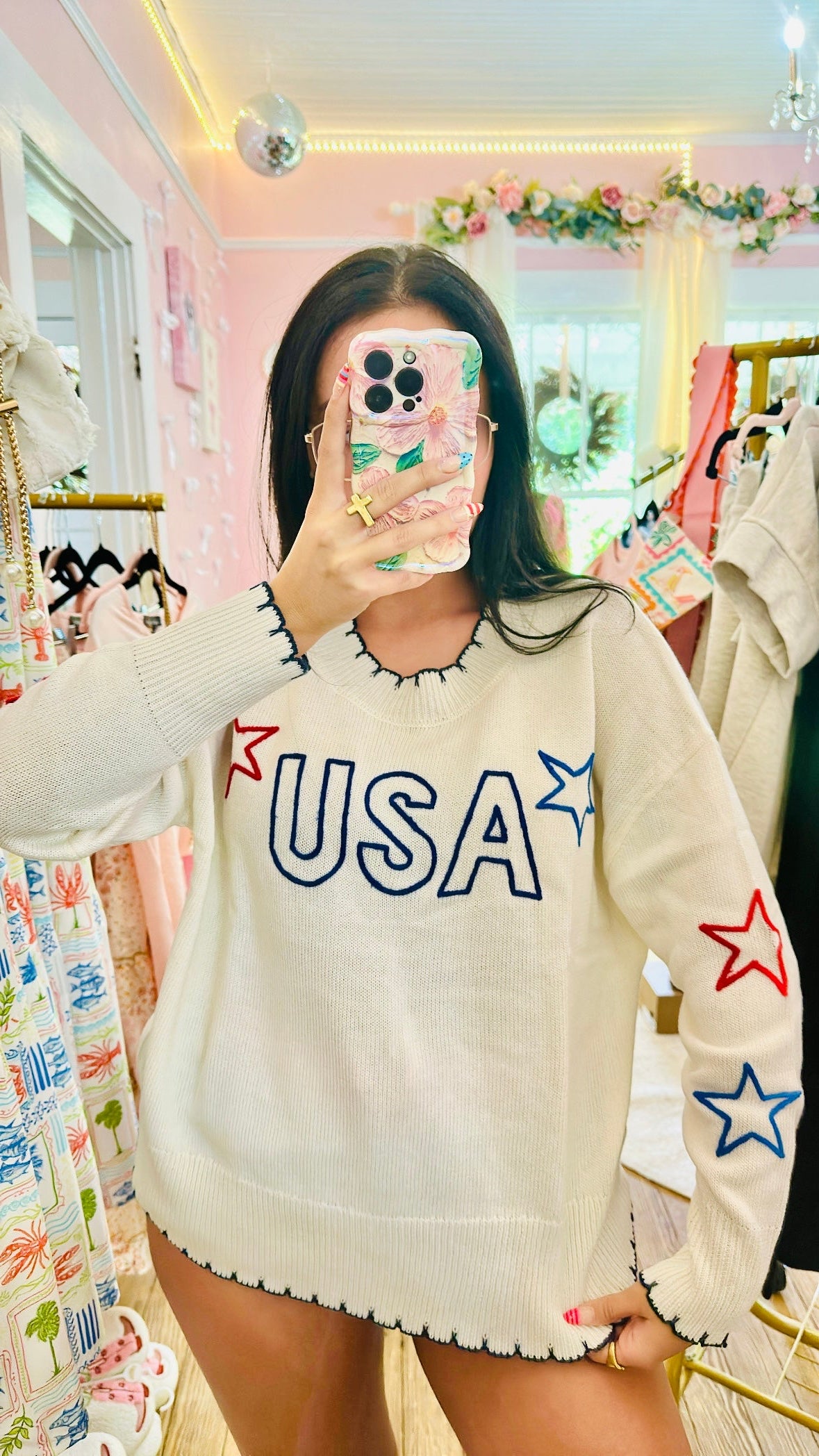 Simply Southern Knit USA Star Sweater