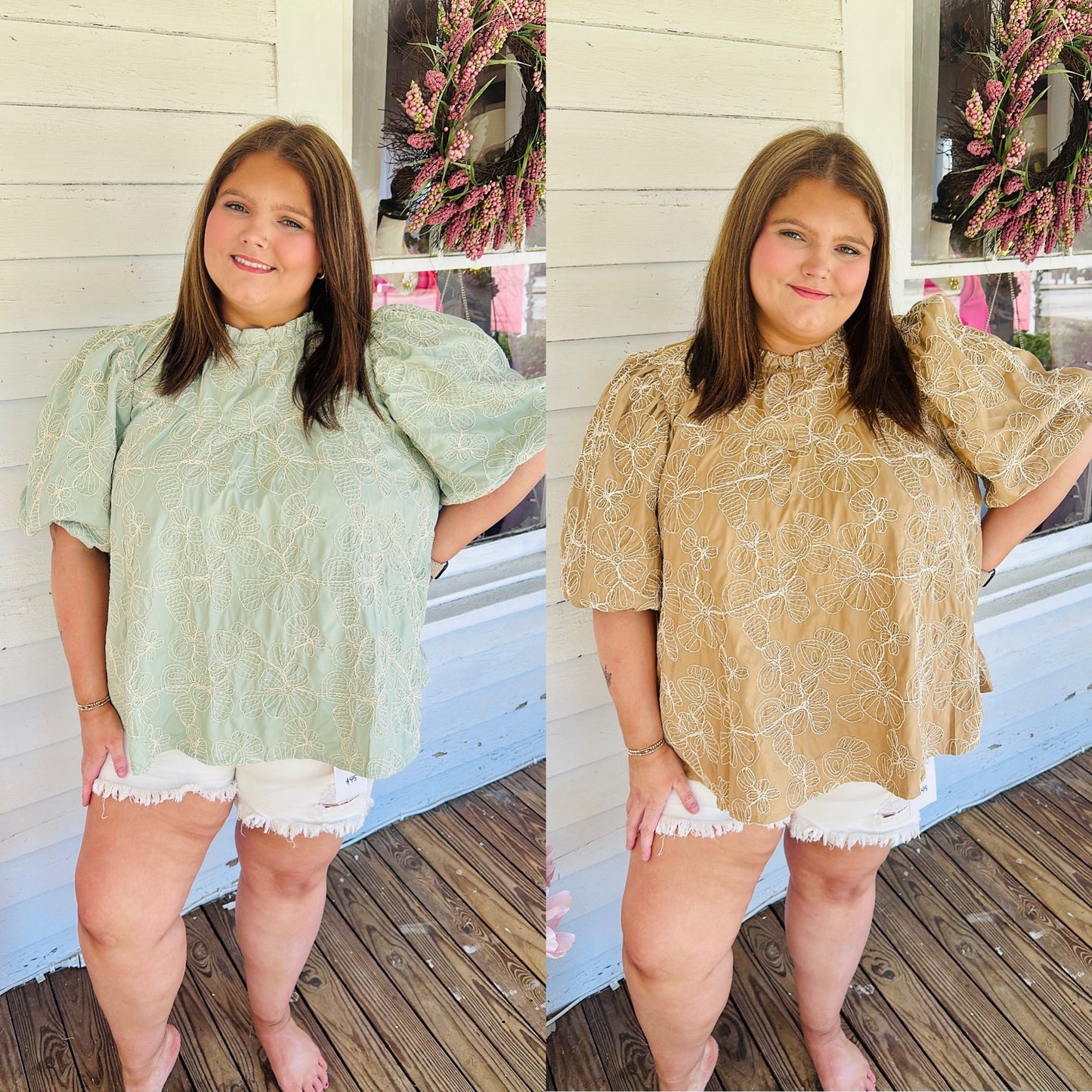 PLUS- Floral Babydoll Blouse