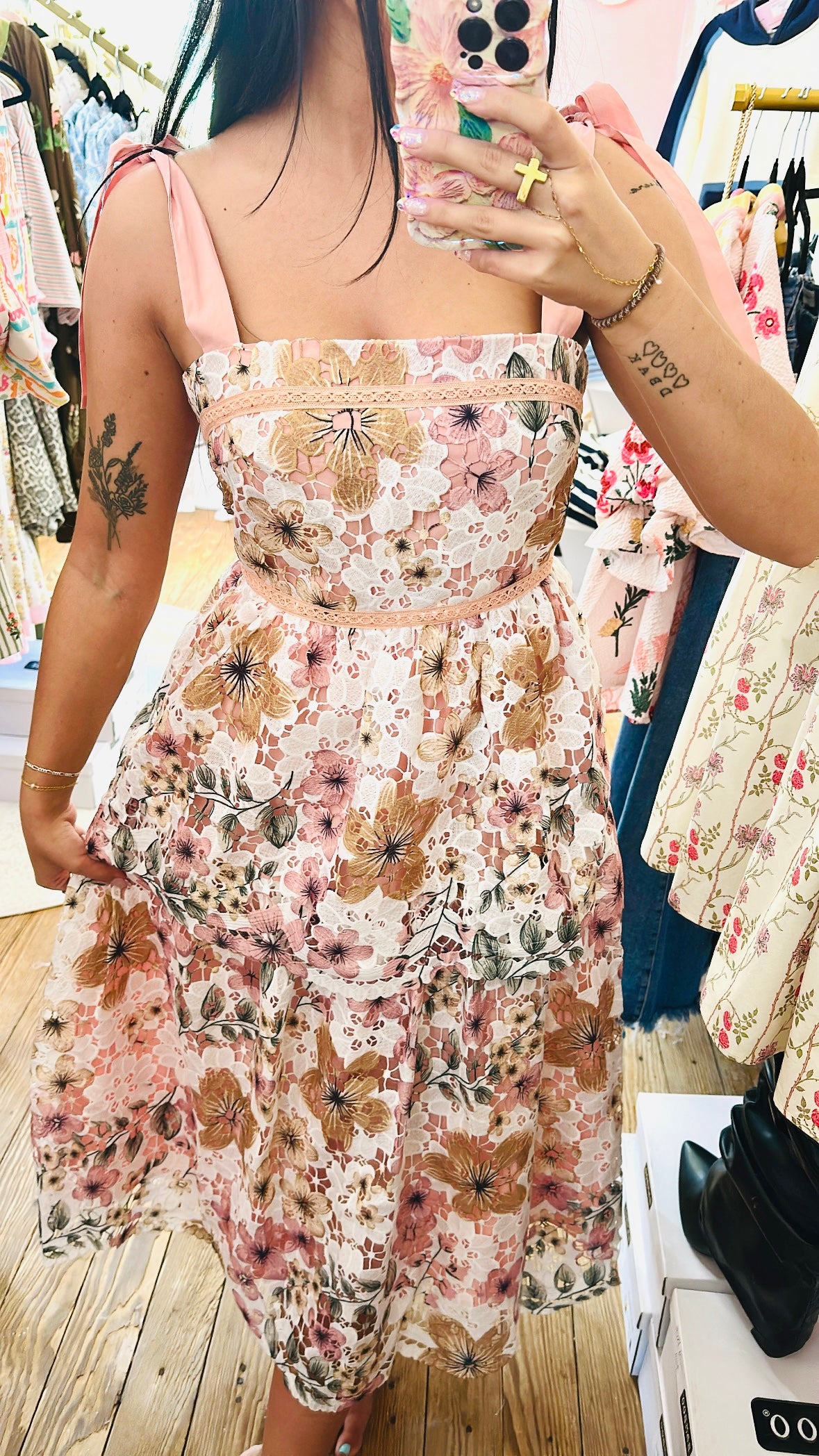 Crochet Lace Floral Maxi Dress
