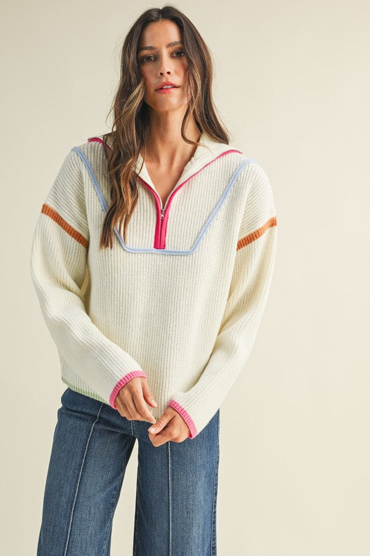 Multi Color Half-Zip Sweater
