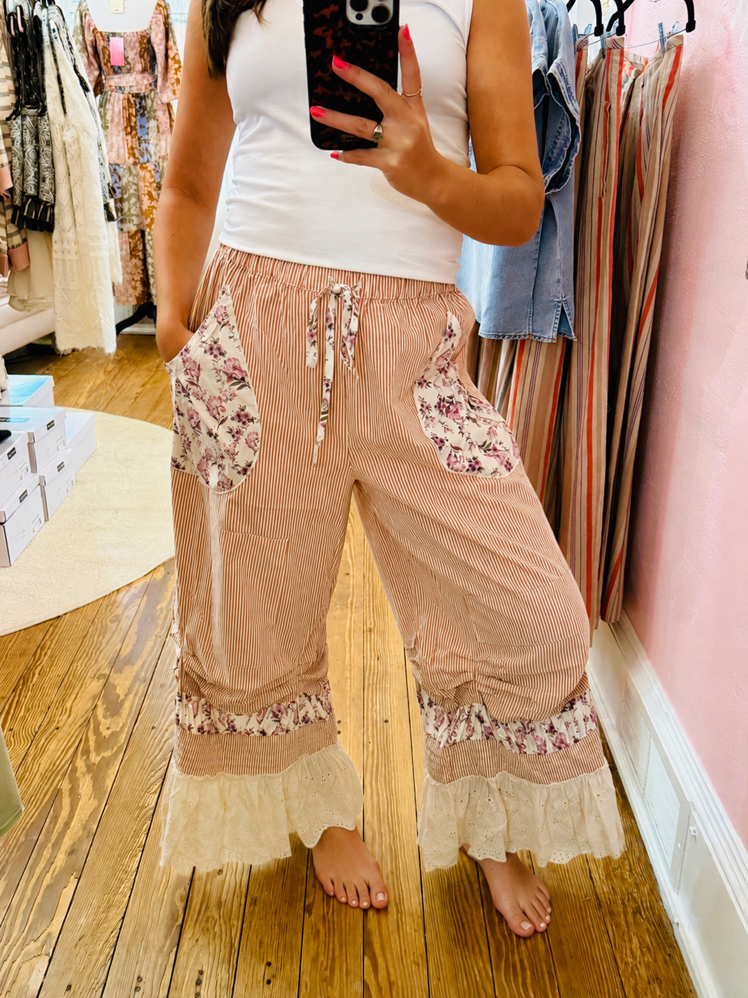 Cinched Ruffle Bloomer Pants