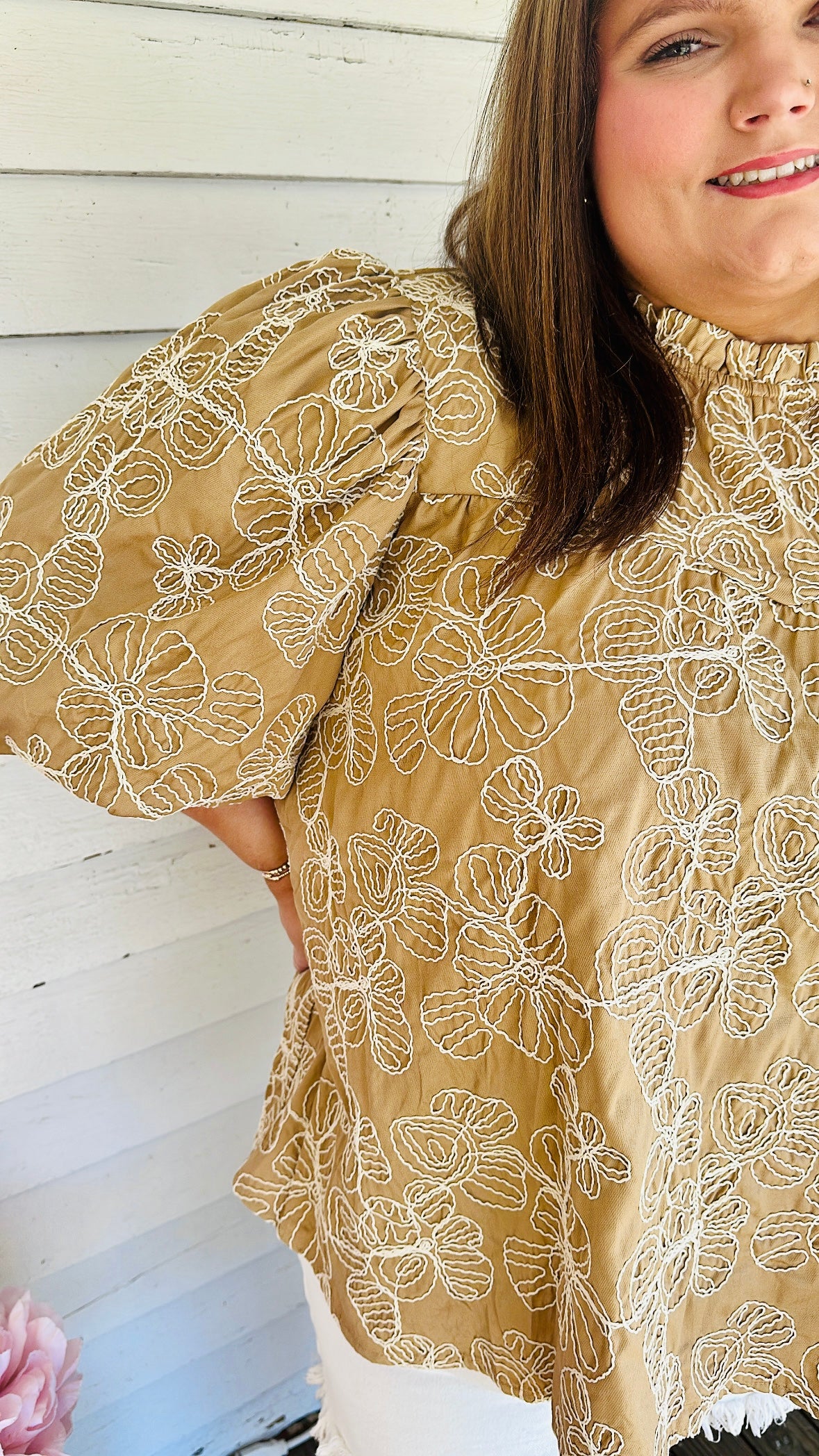 PLUS- Floral Babydoll Blouse
